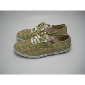 Keds Champion Oxford Pink Green Plaid Sneakers Women's Size 7.5